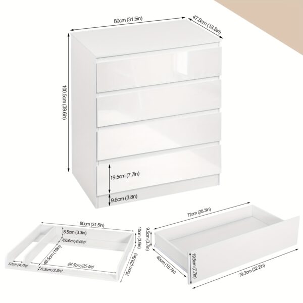 Commode modulable 5 tiroirs avec étagères - 110 × 80 × 75 cm