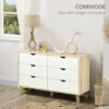 Commode HOMCOM 6 tiroirs effet chêne cannelé - 120 × 40 × 76 cm