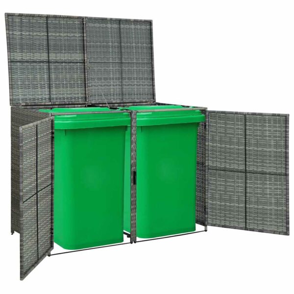 Cache-poubelles double vidaXL en résine tressée 148 × 80 × 111 cm