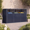 Cache-poubelles triple en acier galvanisé 238 × 79,5 × 122 cm