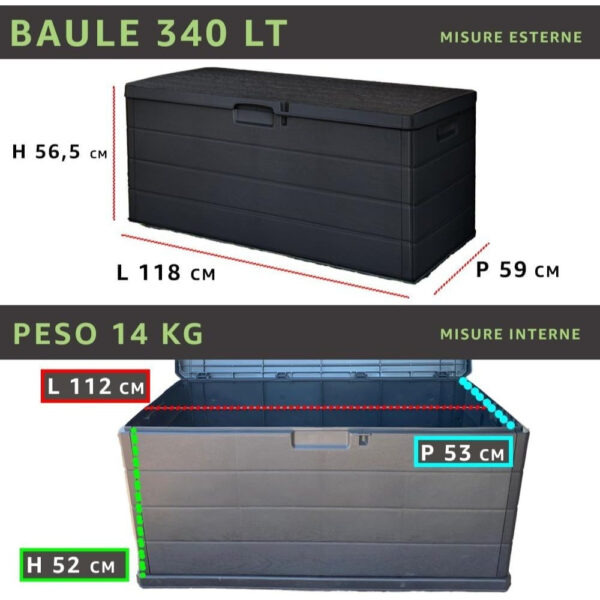 Coffre de jardin en résine 340L anthracite