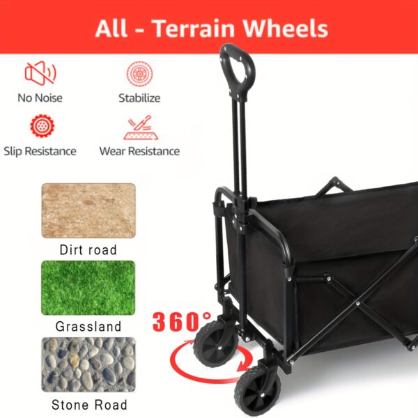 Chariot pliable compact 46,5 × 34 cm tout-terrain