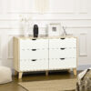 Commode HOMCOM 6 tiroirs effet chêne cannelé - 120 × 40 × 76 cm