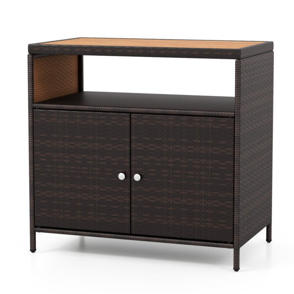 Meuble de rangement extérieur en rotin et acacia 90 × 53 × 66 cm