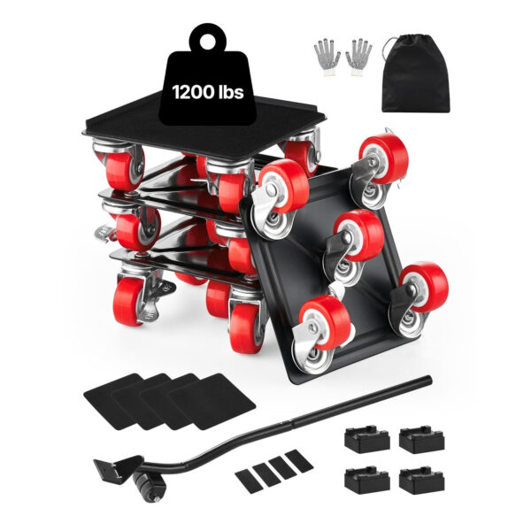Lot de 4 chariots rouleurs pour meubles - charge totale 544 kg