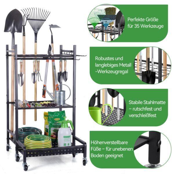 Coffre de rangement en acier pour outils de jardin - noir