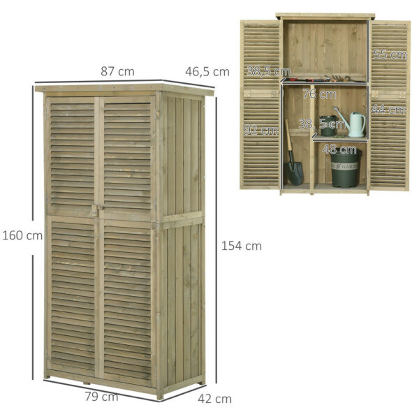 Armoire de jardin Outsunny en bois 87 × 47 × 160 cm