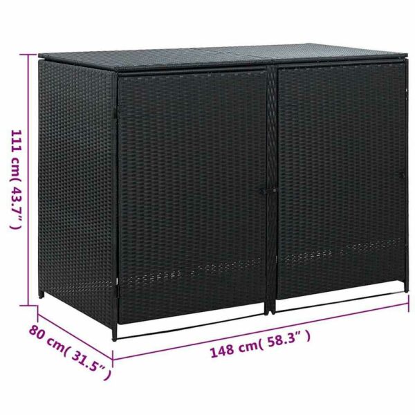 Cache-poubelles double vidaXL en résine tressée 148 × 80 × 111 cm