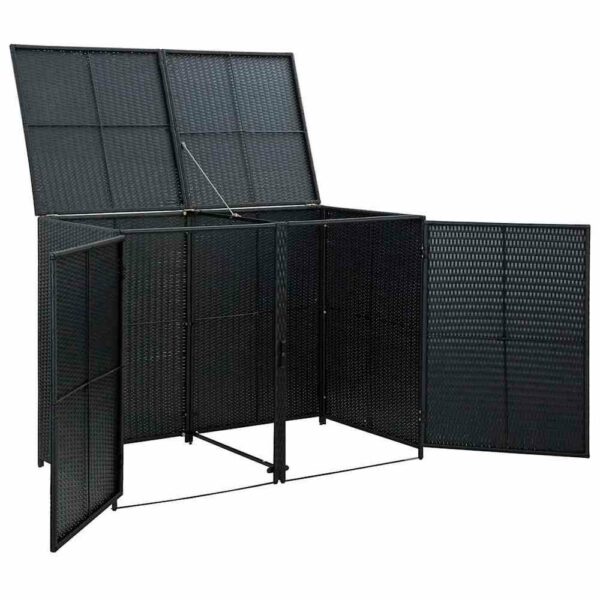Cache-poubelles double vidaXL en résine tressée 148 × 80 × 111 cm