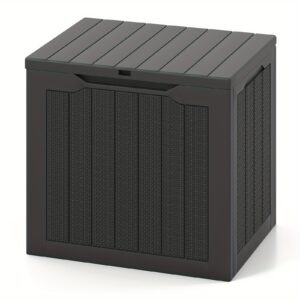 Coffre de jardin GOFLAME 96 L noir en polypropylène imitation rotin