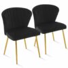 Lot de 2 chaises en velours à dossier arrondi et pieds dorés