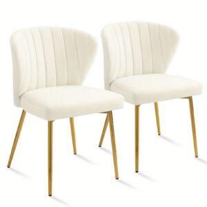 Lot de 2 chaises en velours à dossier arrondi et pieds dorés