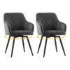 Lot de 2 chaises pivotantes à 360° en velours avec accoudoirs