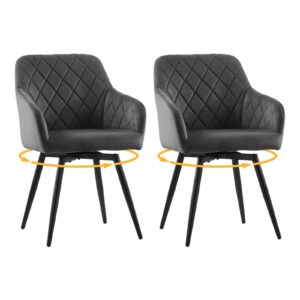 Lot de 2 chaises pivotantes à 360° en velours avec accoudoirs