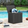 Coffre de jardin GOFLAME 96 L noir en polypropylène imitation rotin