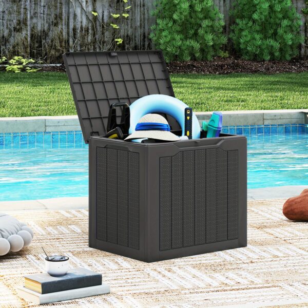 Coffre de jardin GOFLAME 96 L noir en polypropylène imitation rotin