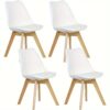 Chaises scandinaves en similicuir et pieds en hêtre