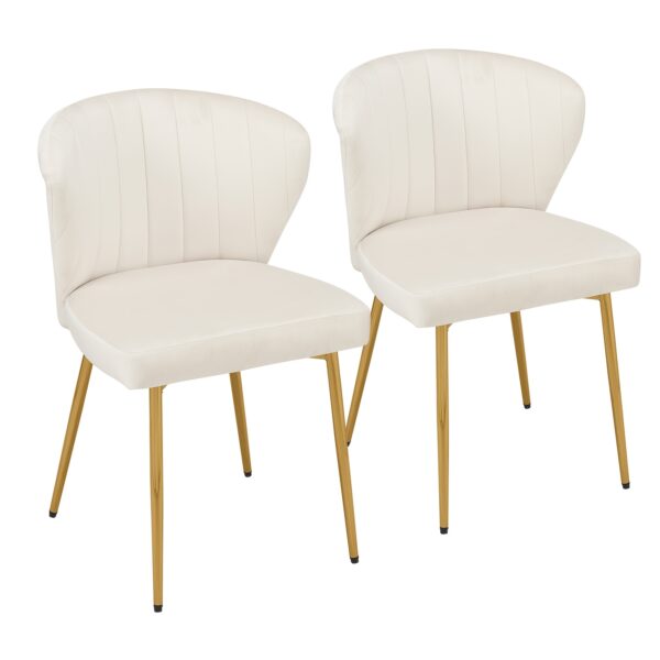 Lot de 2 chaises en velours à dossier arrondi et pieds dorés