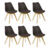 Chaises scandinaves en similicuir et pieds en hêtre