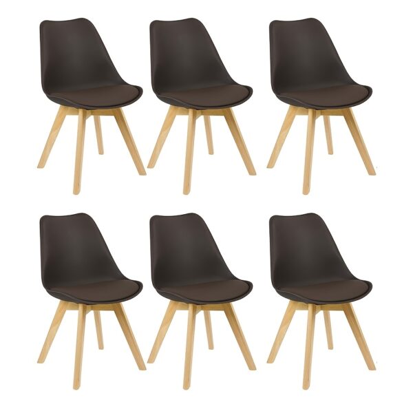 Chaises scandinaves en similicuir et pieds en hêtre
