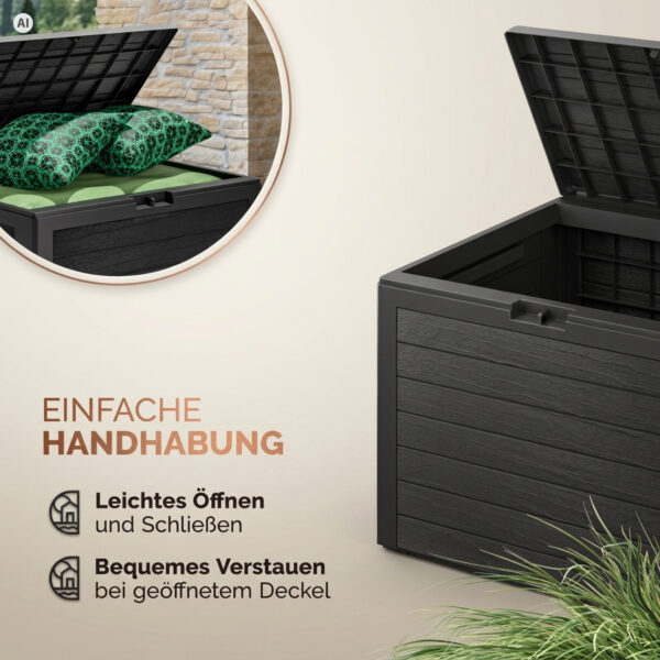 Coffre de jardin 190 L anthracite en polypropylène - 78 × 44 × 55 cm