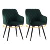 Lot de 2 chaises pivotantes à 360° en velours avec accoudoirs