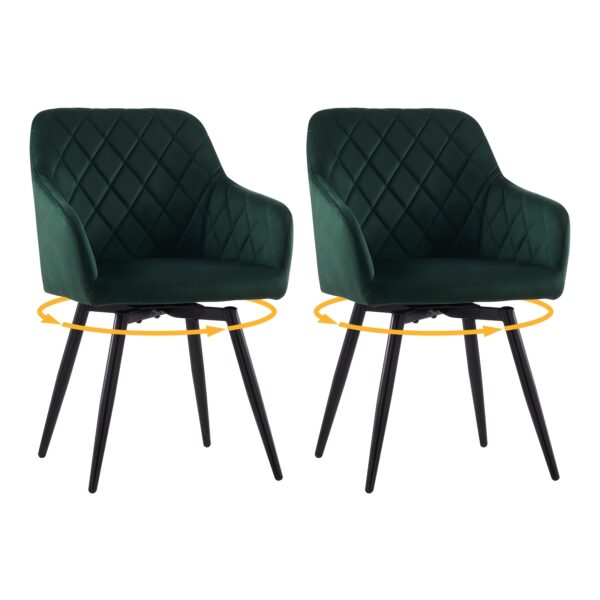 Lot de 2 chaises pivotantes à 360° en velours avec accoudoirs