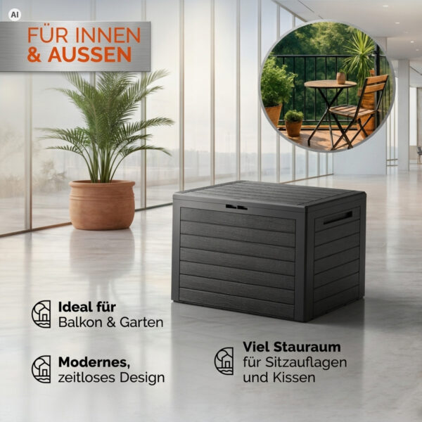 Coffre de jardin 190 L anthracite en polypropylène - 78 × 44 × 55 cm