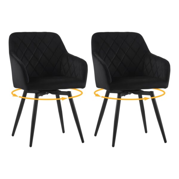 Lot de 2 chaises pivotantes à 360° en velours avec accoudoirs
