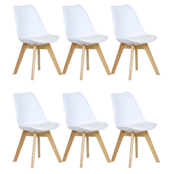Chaises scandinaves en similicuir et pieds en hêtre