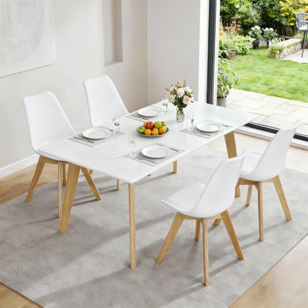 Chaises scandinaves en similicuir et pieds en hêtre