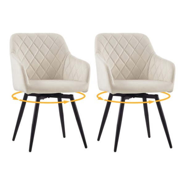 Lot de 2 chaises pivotantes à 360° en velours avec accoudoirs