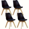 Chaises scandinaves en similicuir et pieds en hêtre
