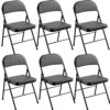 Chaises pliantes noires rembourrées en similicuir