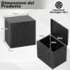 Coffre de jardin GOFLAME 96 L noir en polypropylène imitation rotin