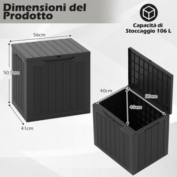 Coffre de jardin GOFLAME 96 L noir en polypropylène imitation rotin