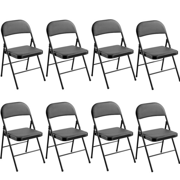 Chaises pliantes noires rembourrées en similicuir