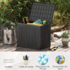 Coffre de jardin GOFLAME 96 L noir en polypropylène imitation rotin