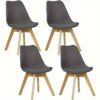 Chaises scandinaves en similicuir et pieds en hêtre