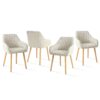 Chaises enveloppantes en tissu avec accoudoirs et pieds bois – lots de 2, 4 ou 6