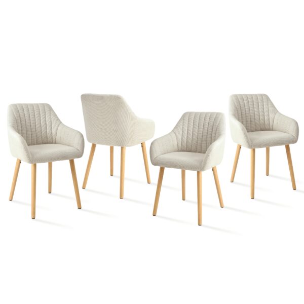 Chaises enveloppantes en tissu avec accoudoirs et pieds bois – lots de 2, 4 ou 6