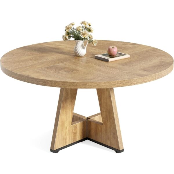 Table de salle à manger ronde 120 cm - effet chêne clair