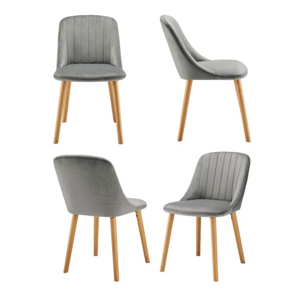 Chaises GOEURVANT 993 en velours avec accoudoirs et pieds bois - lots de 2 ou 4