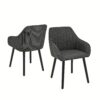 Chaises enveloppantes en tissu avec accoudoirs et pieds bois – lots de 2, 4 ou 6