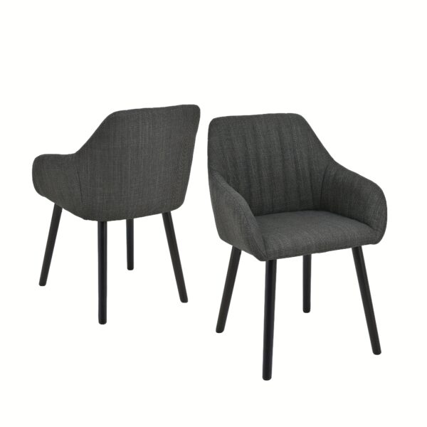 Chaises enveloppantes en tissu avec accoudoirs et pieds bois – lots de 2, 4 ou 6