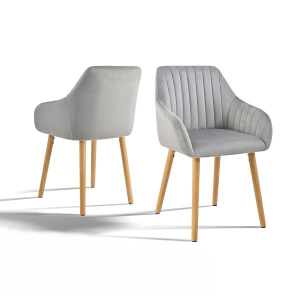 Chaises enveloppantes en tissu avec accoudoirs et pieds bois – lots de 2, 4 ou 6