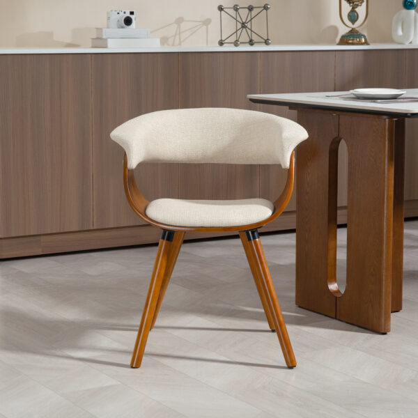 Lot de 2 chaises HOMCOM beige à dossier incurvé et pieds en hêtre