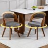 Lot de 2 chaises pivotantes à 360° en tissu avec dossier bois