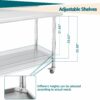 Table inox sur roulettes avec dosseret 91 x 61 x 89 cm