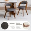Lot de 2 chaises pivotantes à 360° en tissu avec dossier bois